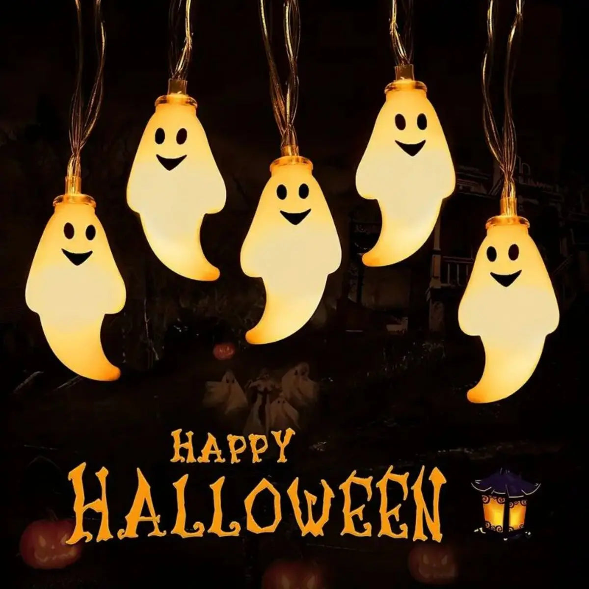 Trendbay 3M 20LED Ghost Halloween String Lights Battery-Powered
