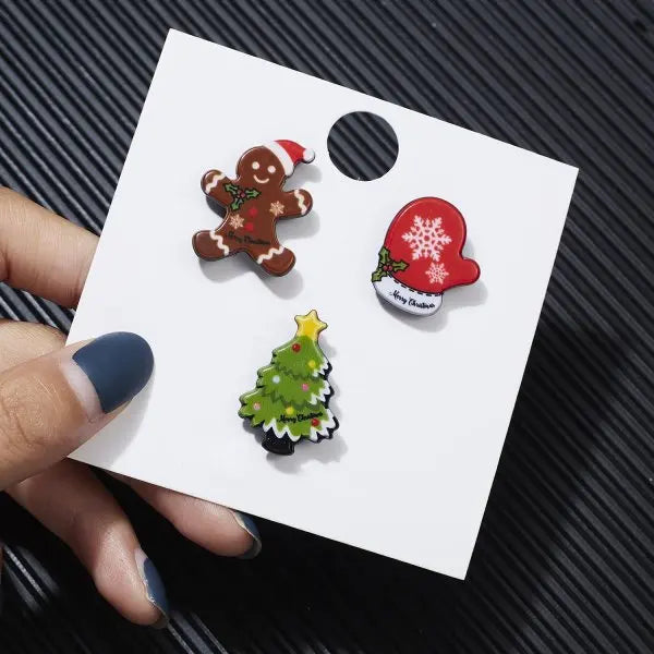 Trendbay 3-Piece Christmas Enamel Brooch Set