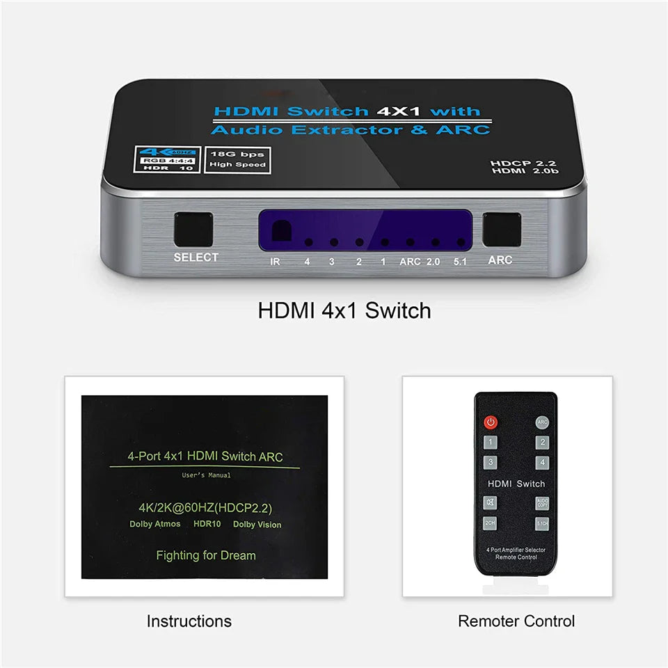 Trendbay 4K HDMI Switch & ARC Audio Extractor