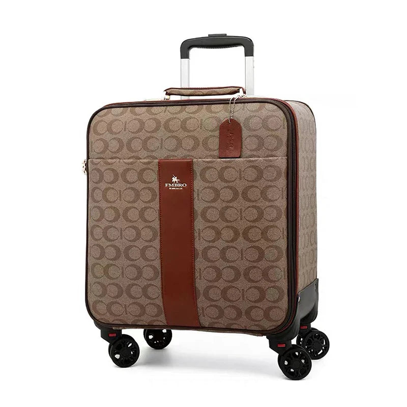 Trendbay Luxury PU Leather Rolling Suitcase Set with Matching Handbag