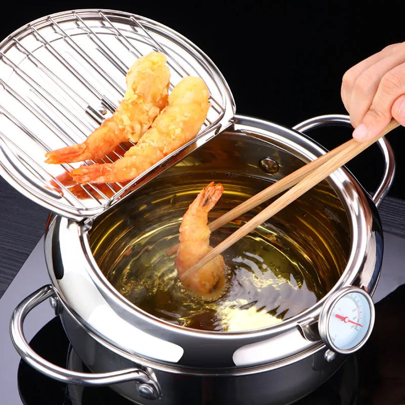 Trendbay Japanese 304 Stainless Steel Deep Frying Pot with Lid