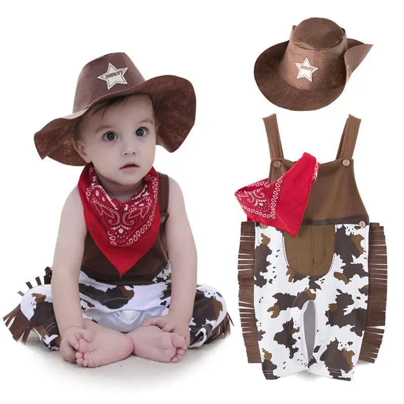 Trendbay Baby Cowboy Costume Set 3Pcs Romper, Hat & Scarf