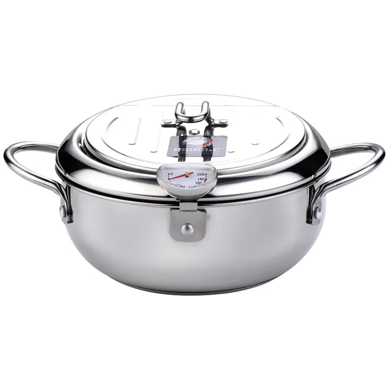 Trendbay Japanese 304 Stainless Steel Deep Frying Pot with Lid