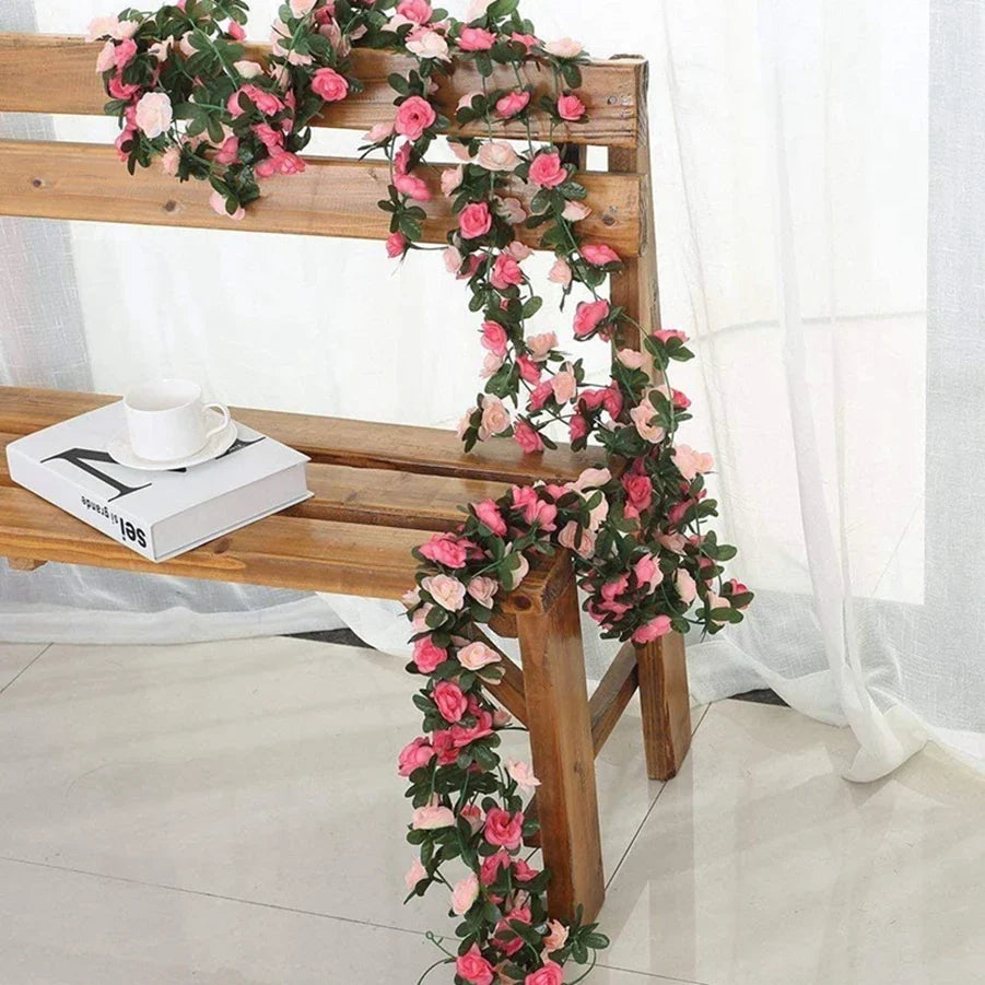 Trendbay 250CM Artificial Rose Flower Garland Silk & Plastic Floral Vine