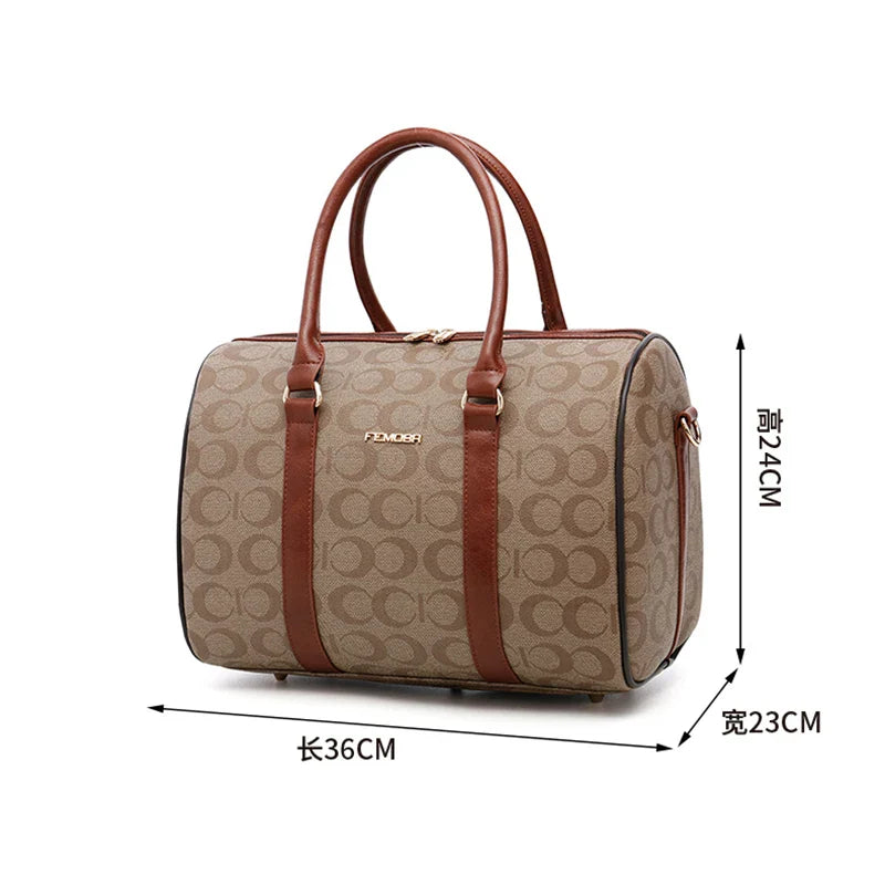 Trendbay Luxury PU Leather Rolling Suitcase Set with Matching Handbag