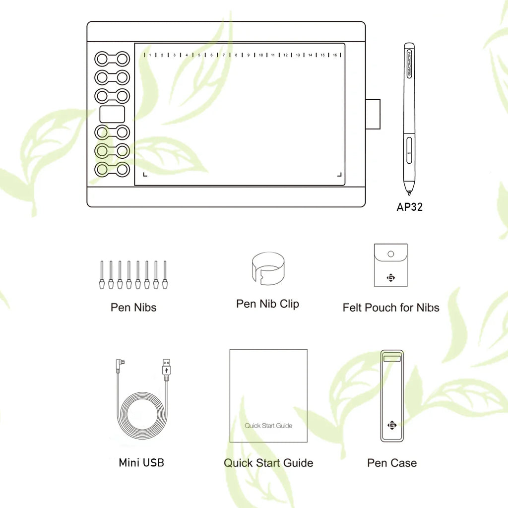 Trendbay M106K Pro Graphics Tablet with Battery-Free Pen
