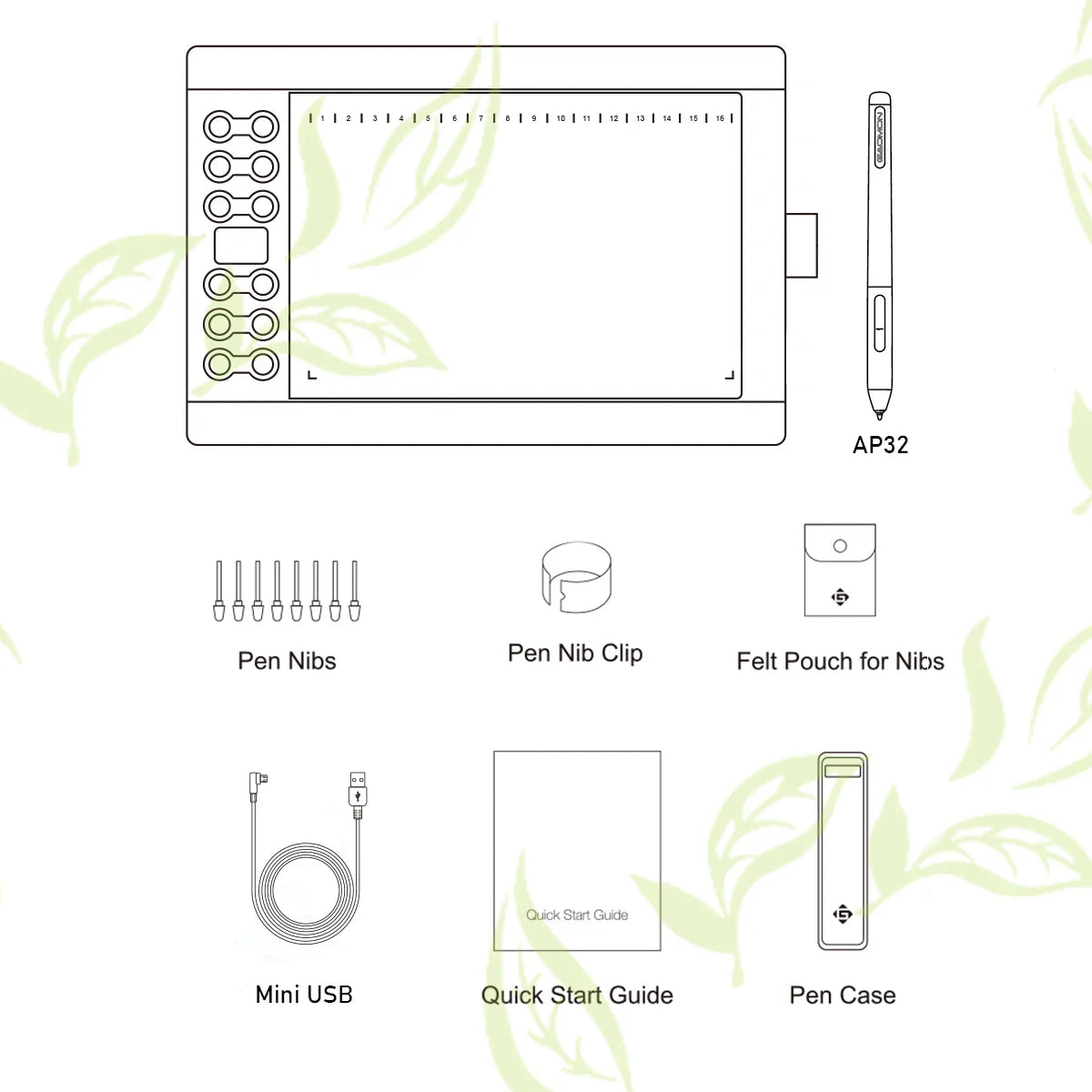 Trendbay M106K Pro Graphics Tablet with Battery-Free Pen
