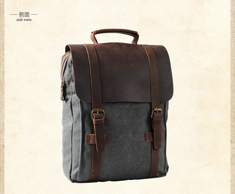 Trendbay Leather Canvas Travel Backpack
