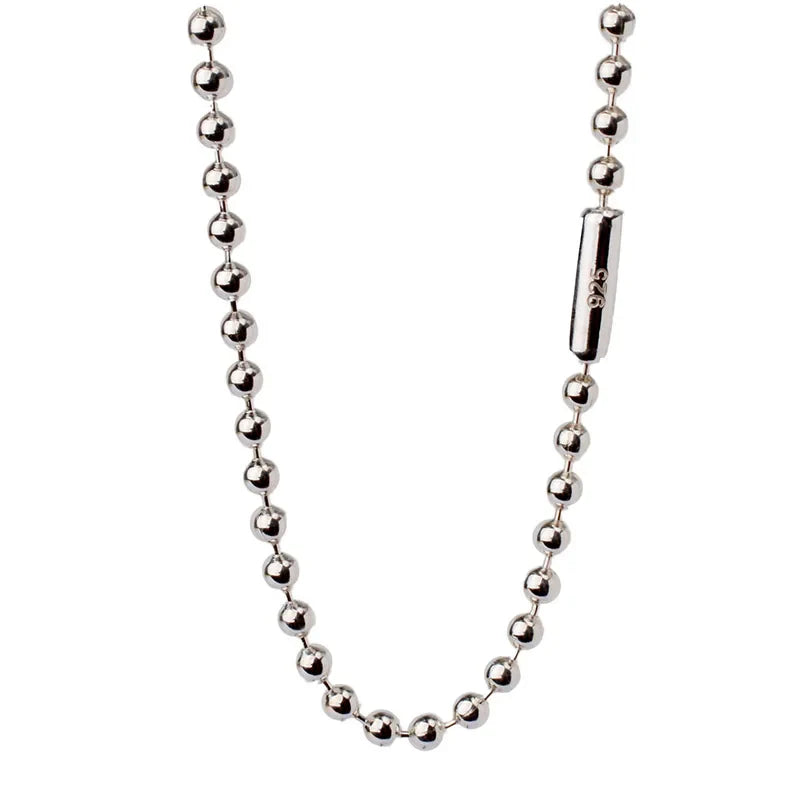 Trendbay 925 Sterling Silver Ball Chain Necklace – 15-Inch Pendant Chain for Women & Men