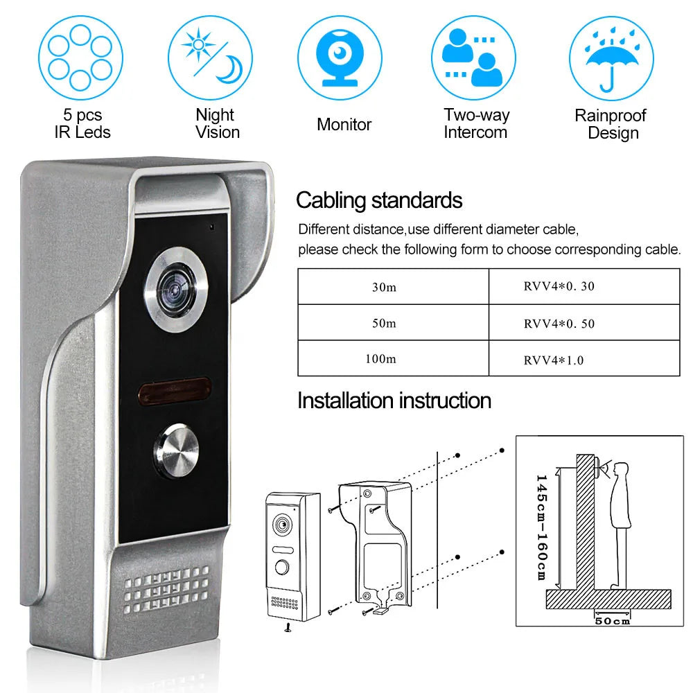 Trendbay Wired Video Doorbell Intercom System