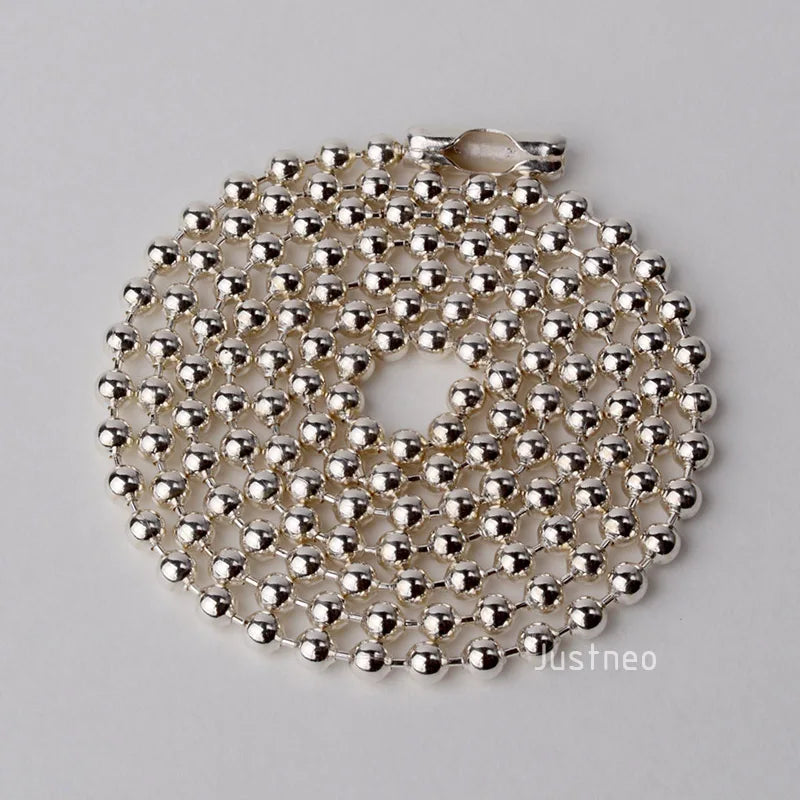 Trendbay 925 Sterling Silver Ball Chain Necklace – 15-Inch Pendant Chain for Women & Men