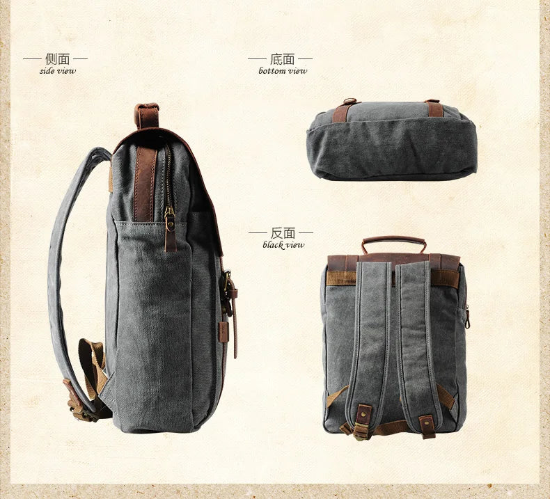 Trendbay Leather Canvas Travel Backpack