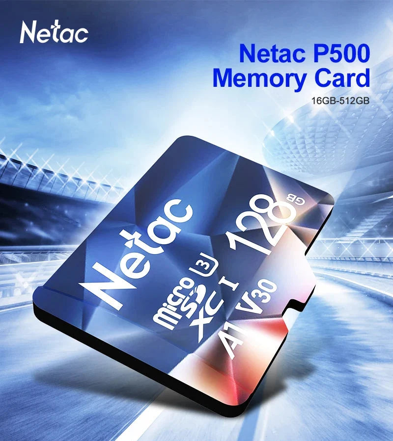 Trendbay Netac 128GB MicroSD Memory Card with SD Adapter Class 10 U3 V30 A1, Up to 100MB/s