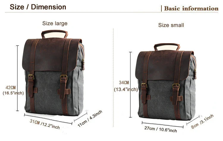 Trendbay Leather Canvas Travel Backpack
