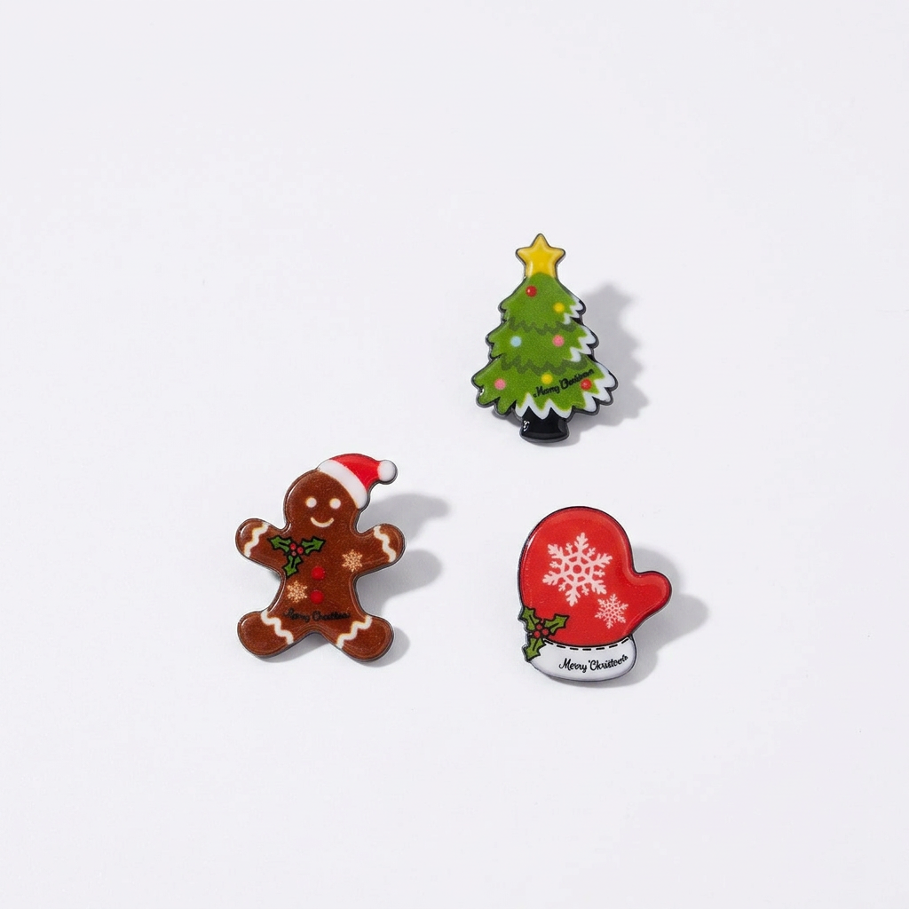Trendbay 3-Piece Christmas Enamel Brooch Set