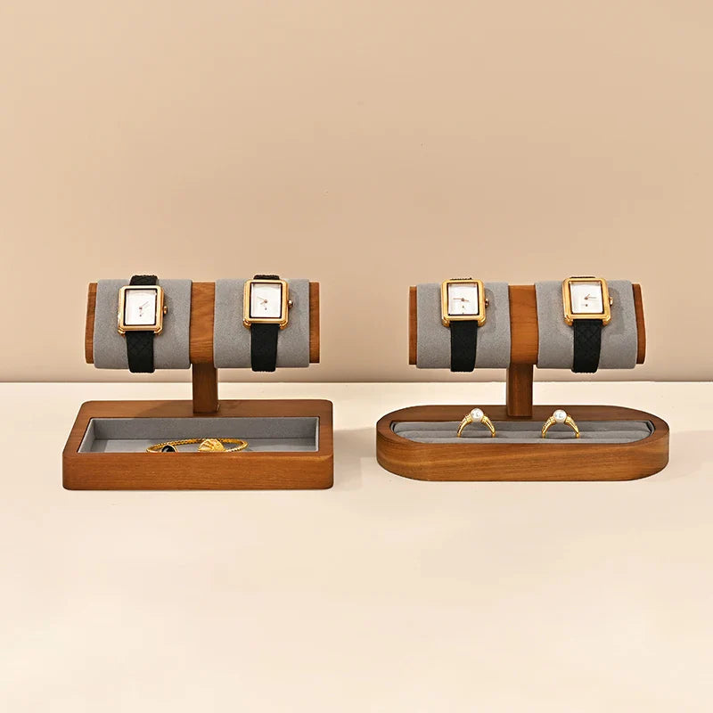 Trendbay T-Shaped Wooden Watch Display Stand – Watch & Jewelry Holder for Bracelets and Accessories