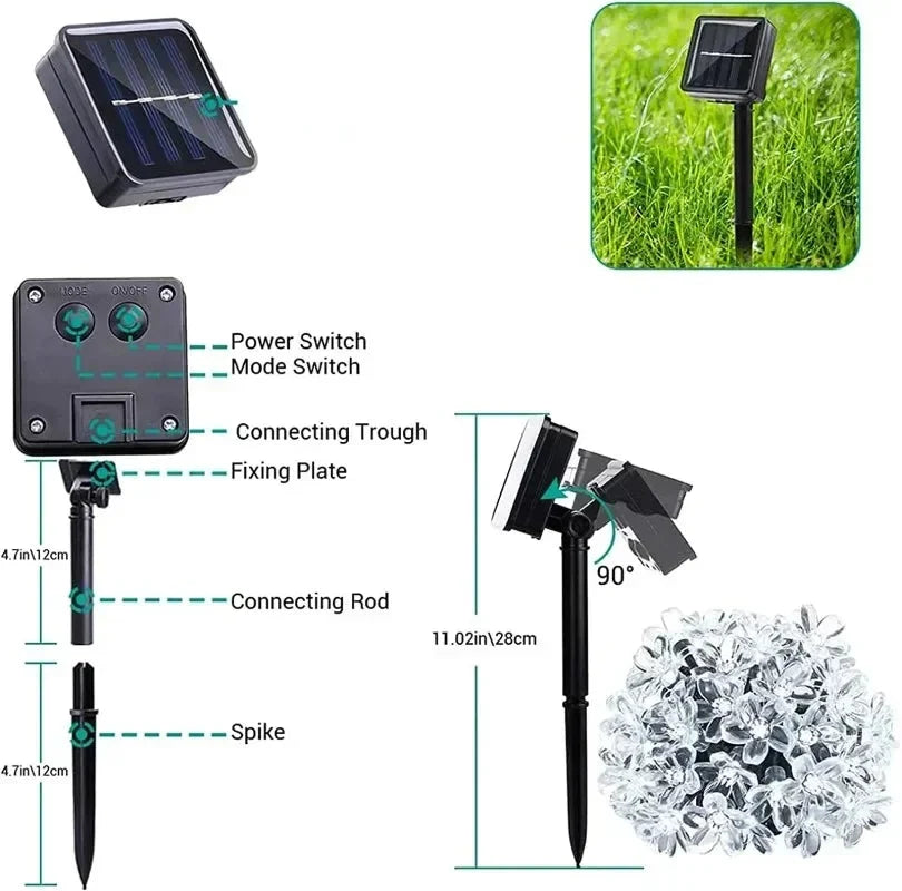 Trendbay 5M 20-LED Blue Solar Cherry Blossom String Lights