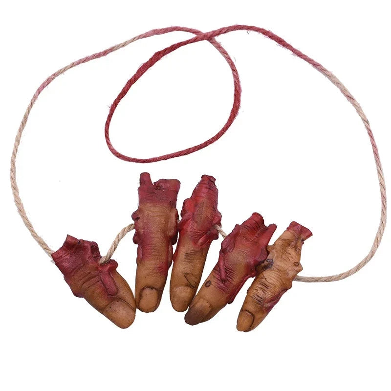 Trendbay Halloween Hanging Severed Finger Prop Realistic Latex Decor with Hemp Rope