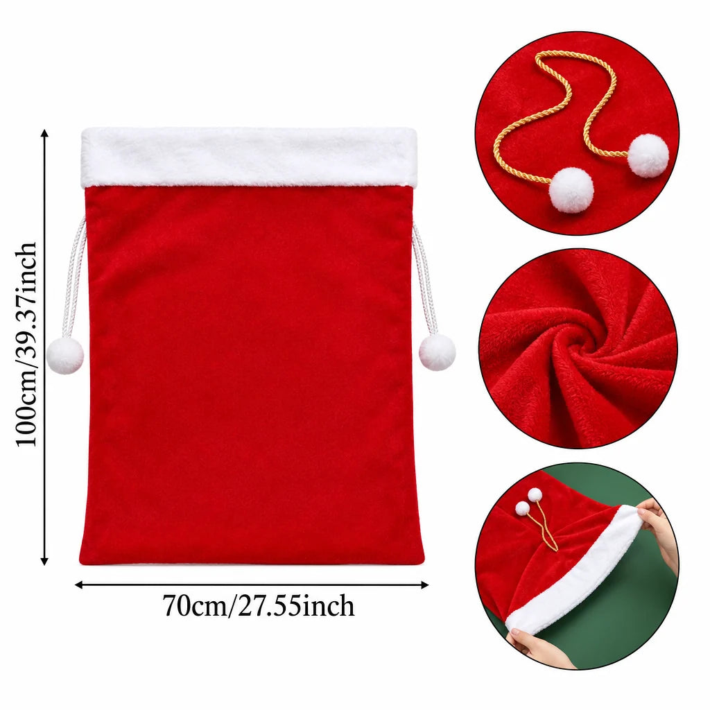 Trendbay Santa Claus Christmas Gift Sack – Red Cotton