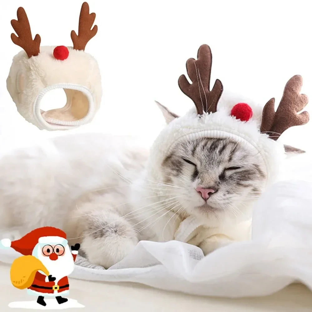 Trendbay Christmas Pet Santa & Reindeer Hat with Bandana Bib Scarf