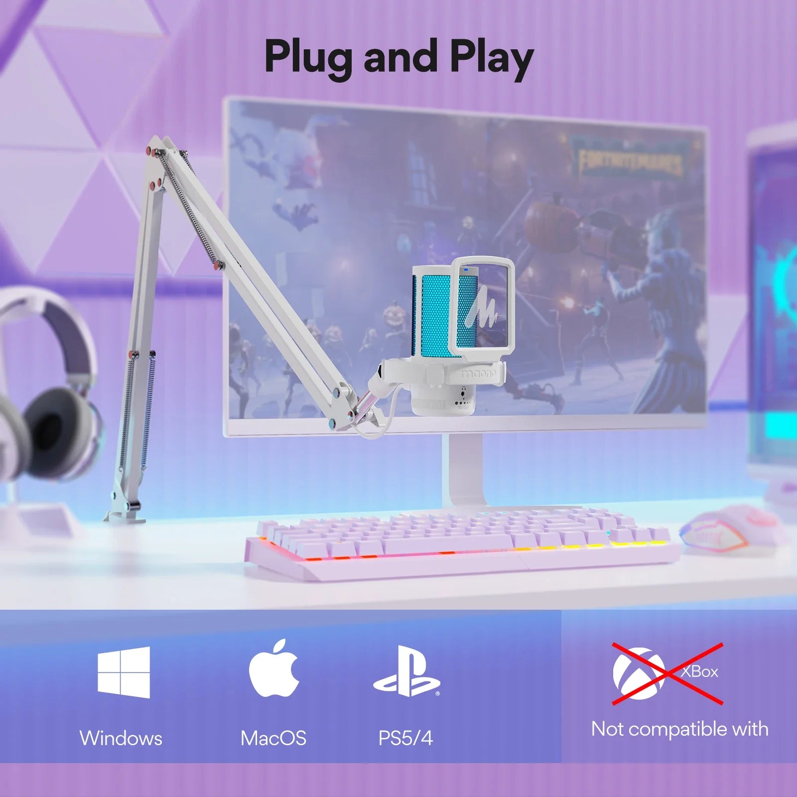 Trendbay USB Gaming Microphone RGB Noise Canceling Gain Control