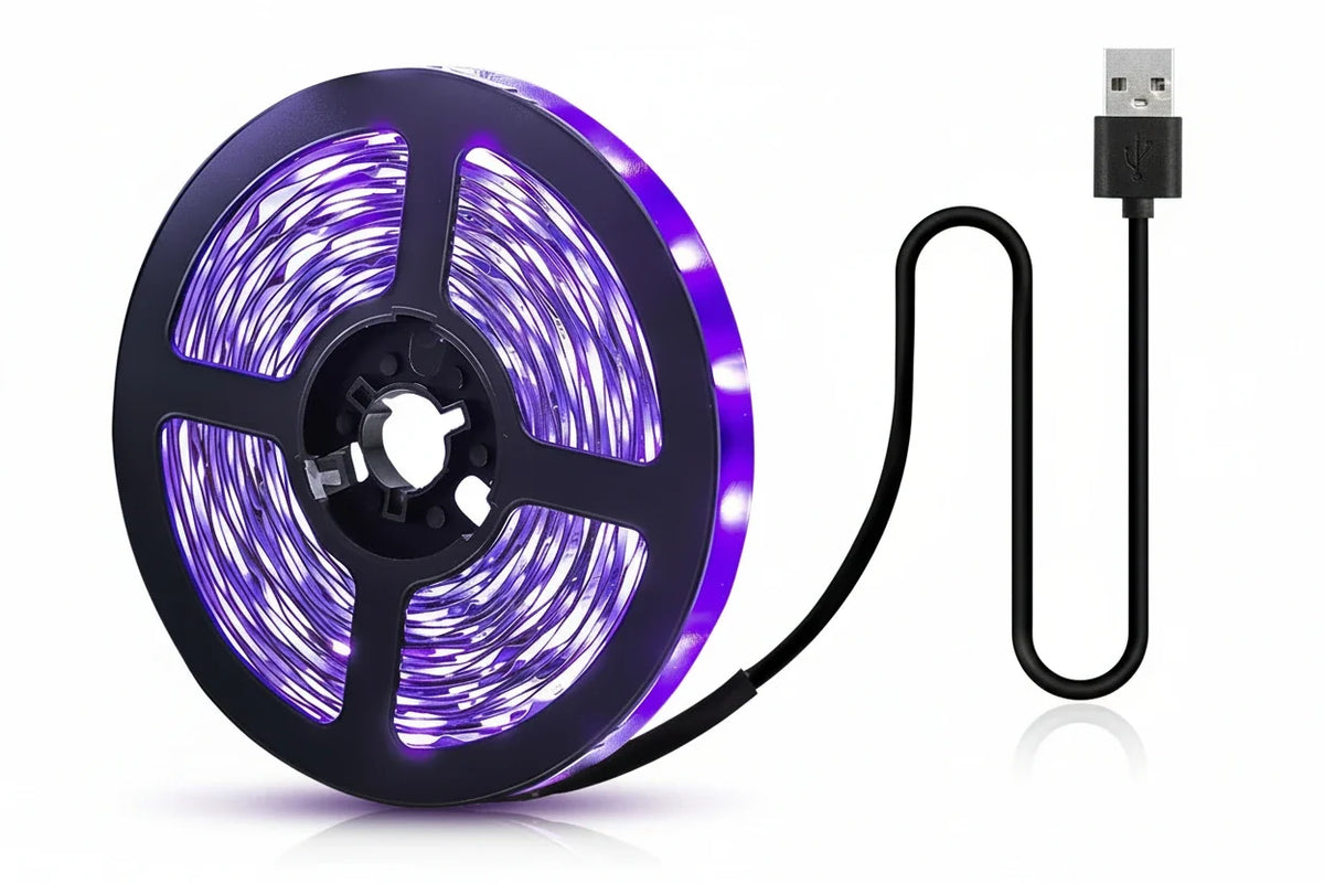 Trendbay 5M USB UV LED Strip Light – 395–405nm Blacklight Glow-in-the-Dark