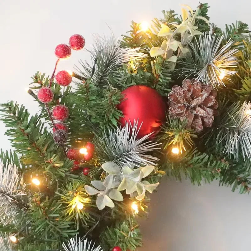 Trendbay 60CM Red Christmas Wreath with LED Lights