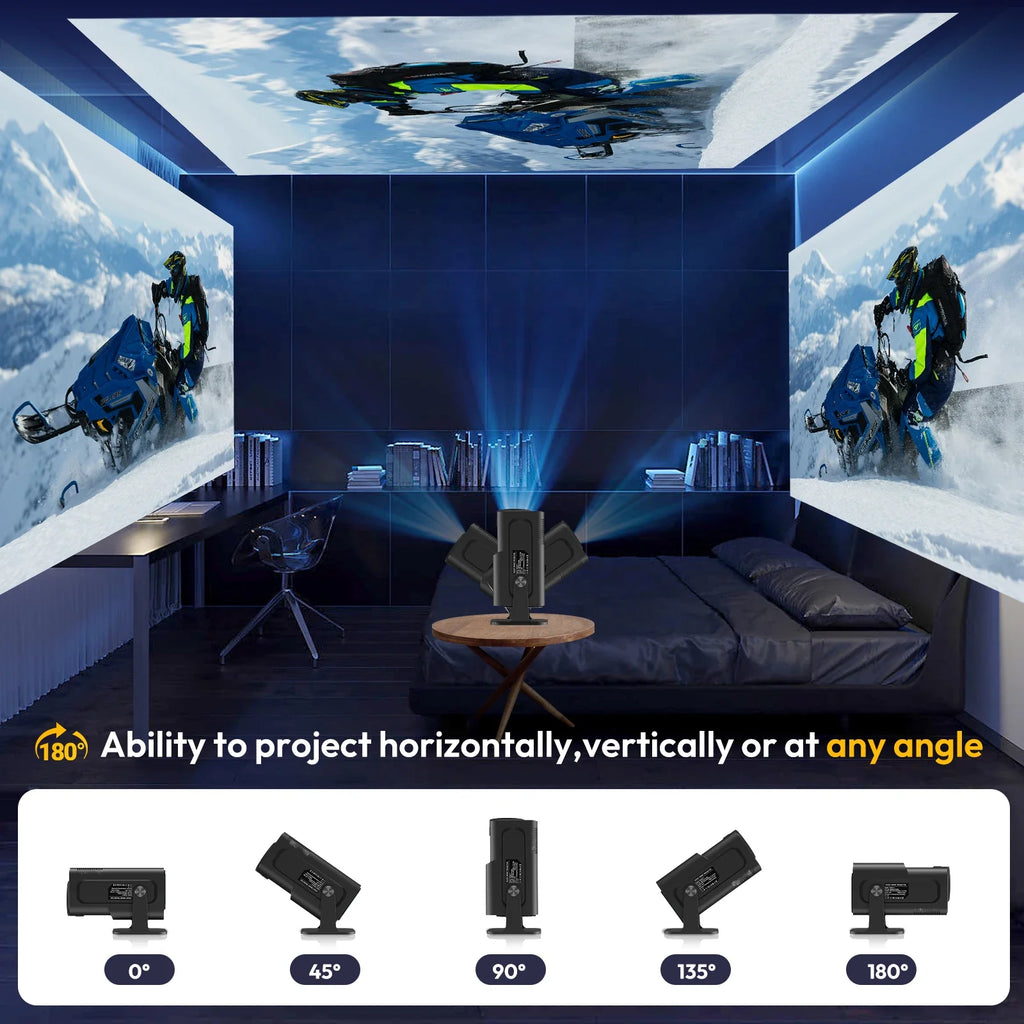 Trendbay HY320 Mini Projector – 4K Support WiFi6 BT5.0 180° Rotatable Portable Cinema
