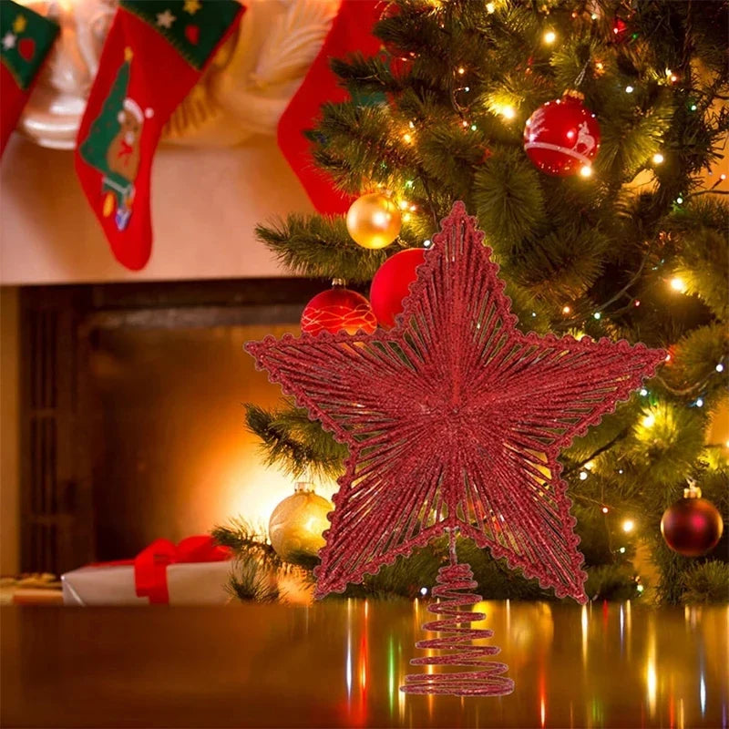 Trendbay 25CM Glitter Christmas Tree Topper Red Star