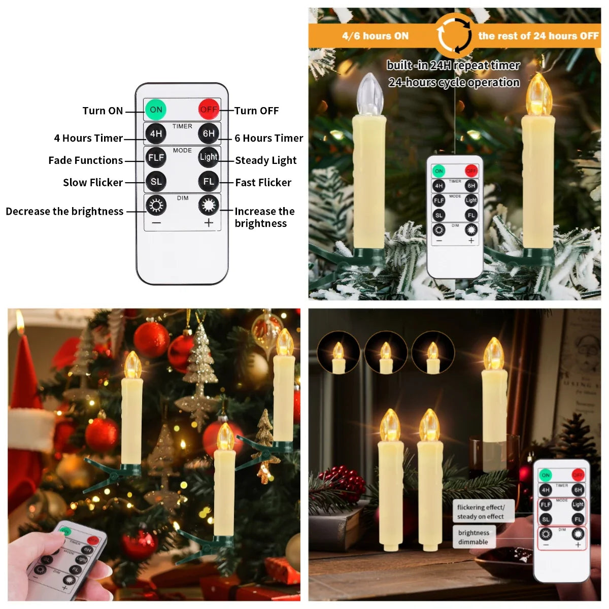 Trendbay 10PCS Flameless LED Taper Candles with Remote
