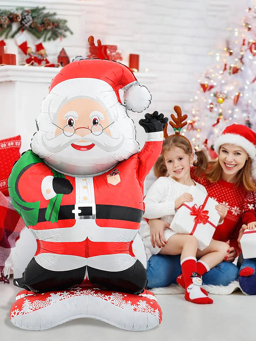 Trendbay 119cm Standing Santa Claus Foil Balloon – Christmas Party Decor