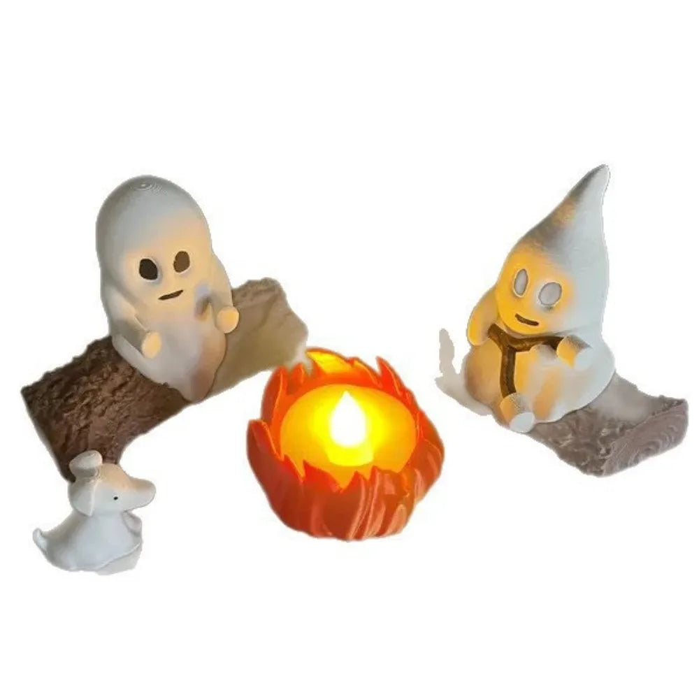 Trendbay 1 Set Halloween Ghost Campfire Decor with Dog & Cat Figures