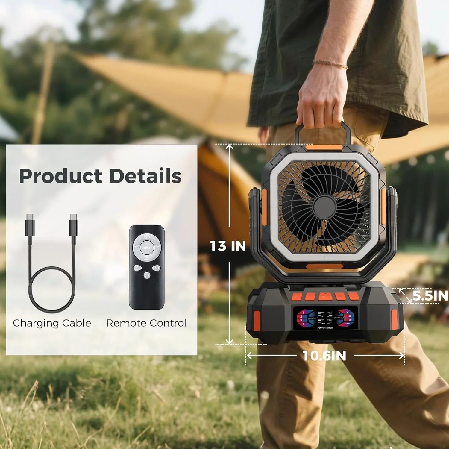 Trendbay 40000mAh Rechargeable Camping Fan
