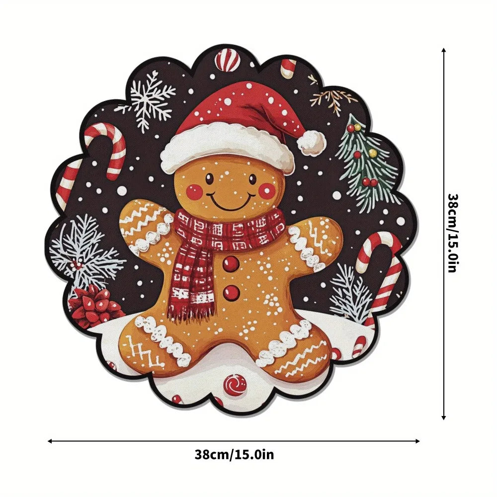 Trendbay 4PCS Christmas Round Placemats Set Woven Circular Wave Mats