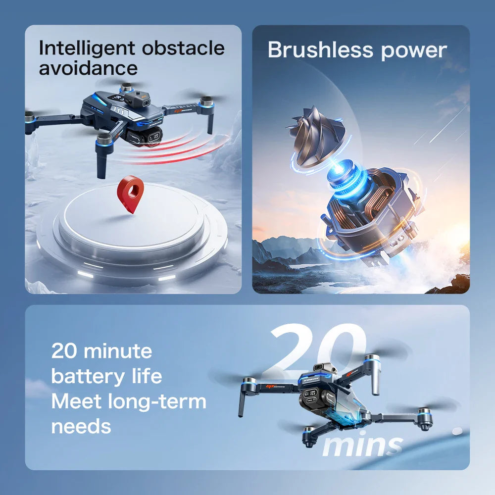 Trendbay 8K HD Three-Camera RC Drone with Screen Remote