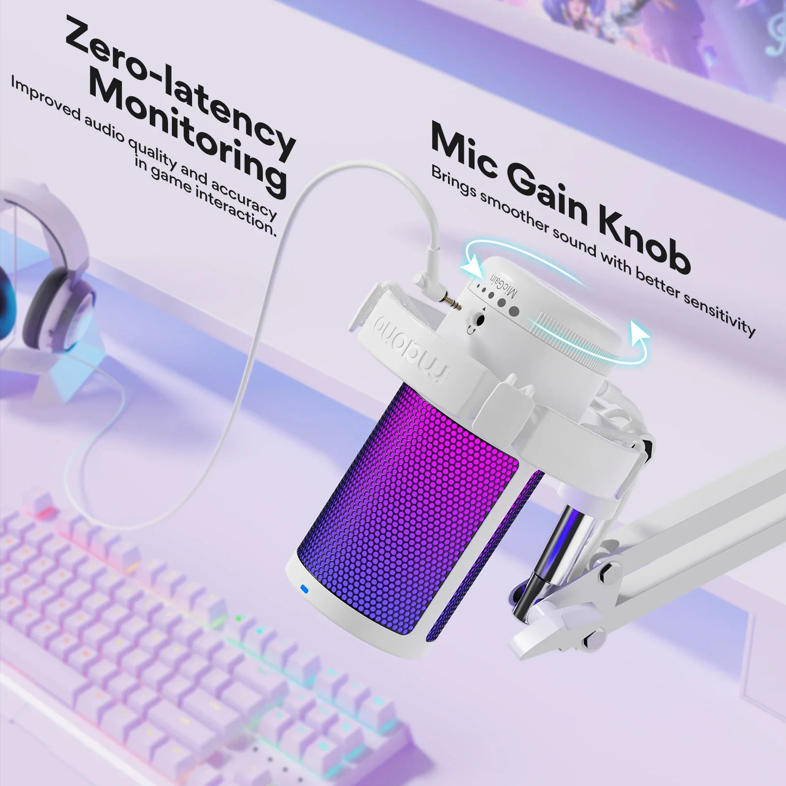 Trendbay USB Gaming Microphone RGB Noise Canceling Gain Control
