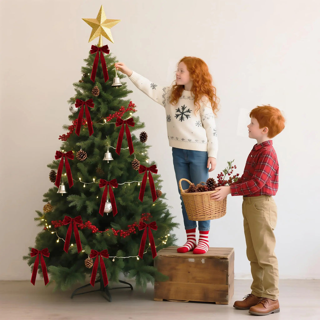 Trendbay Velvet Ribbon Bow Christmas Ornaments
