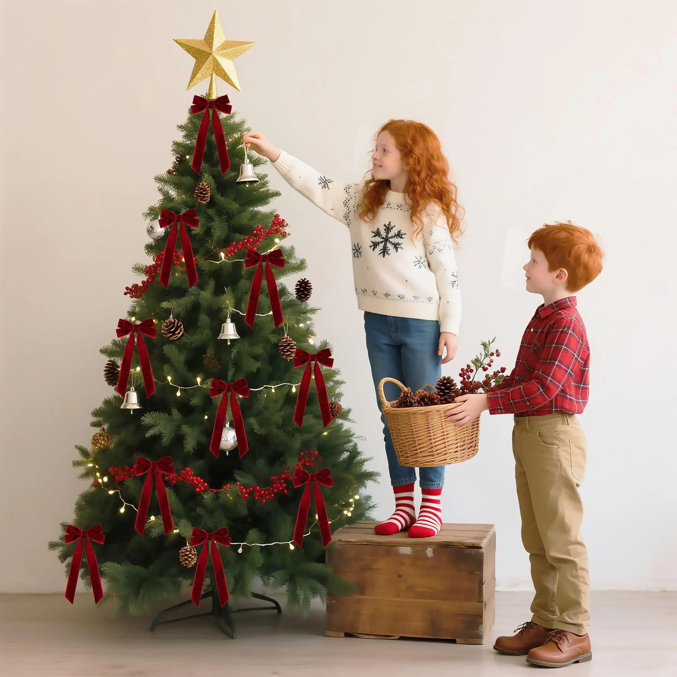Trendbay Velvet Ribbon Bow Christmas Ornaments