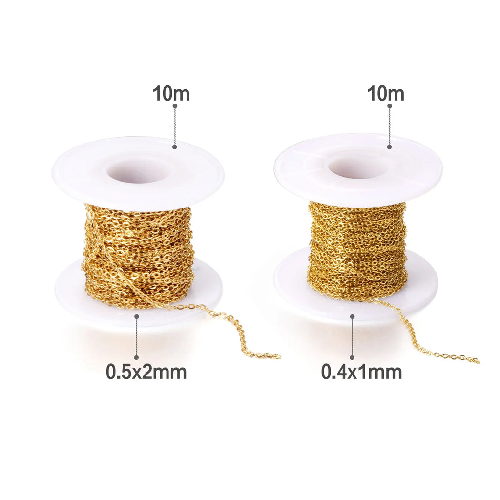 Trendbay 316L Stainless Steel Gold Roll Chain – 10M DIY Jewelry Making Chain, 2mm