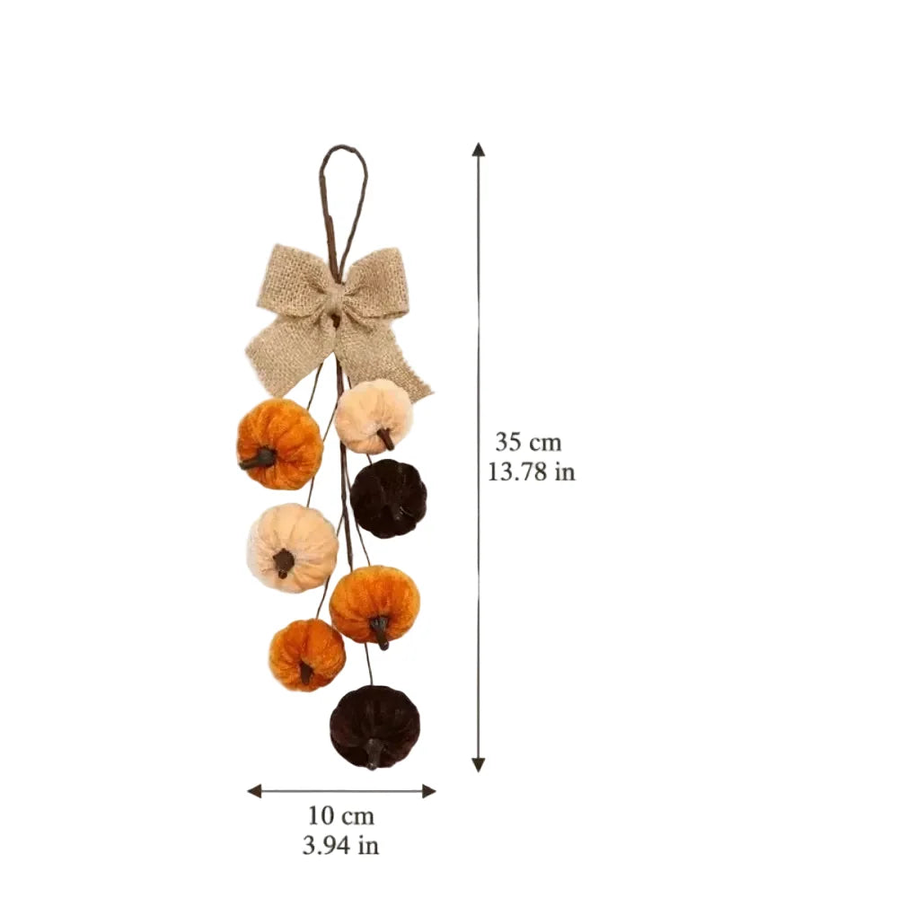 Trendbay Velvet Pumpkin Hanging Ornament with Burlap Bow
