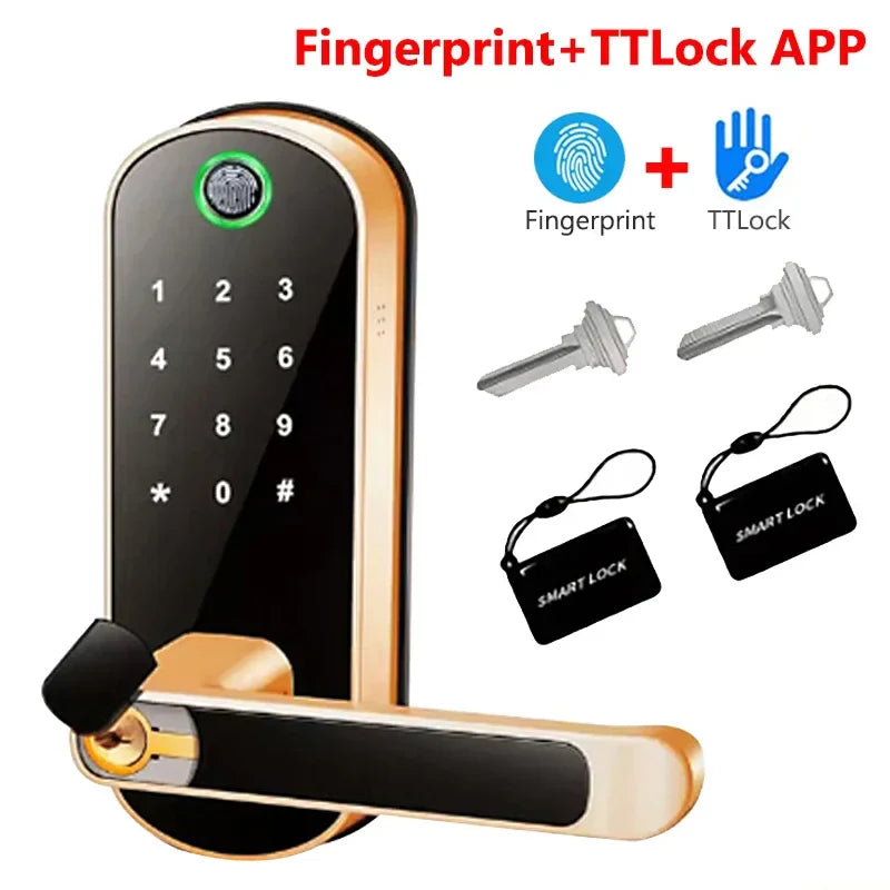 Trendbay Smart Fingerprint Door Lock with App Control & IC Cards (Waterproof)
