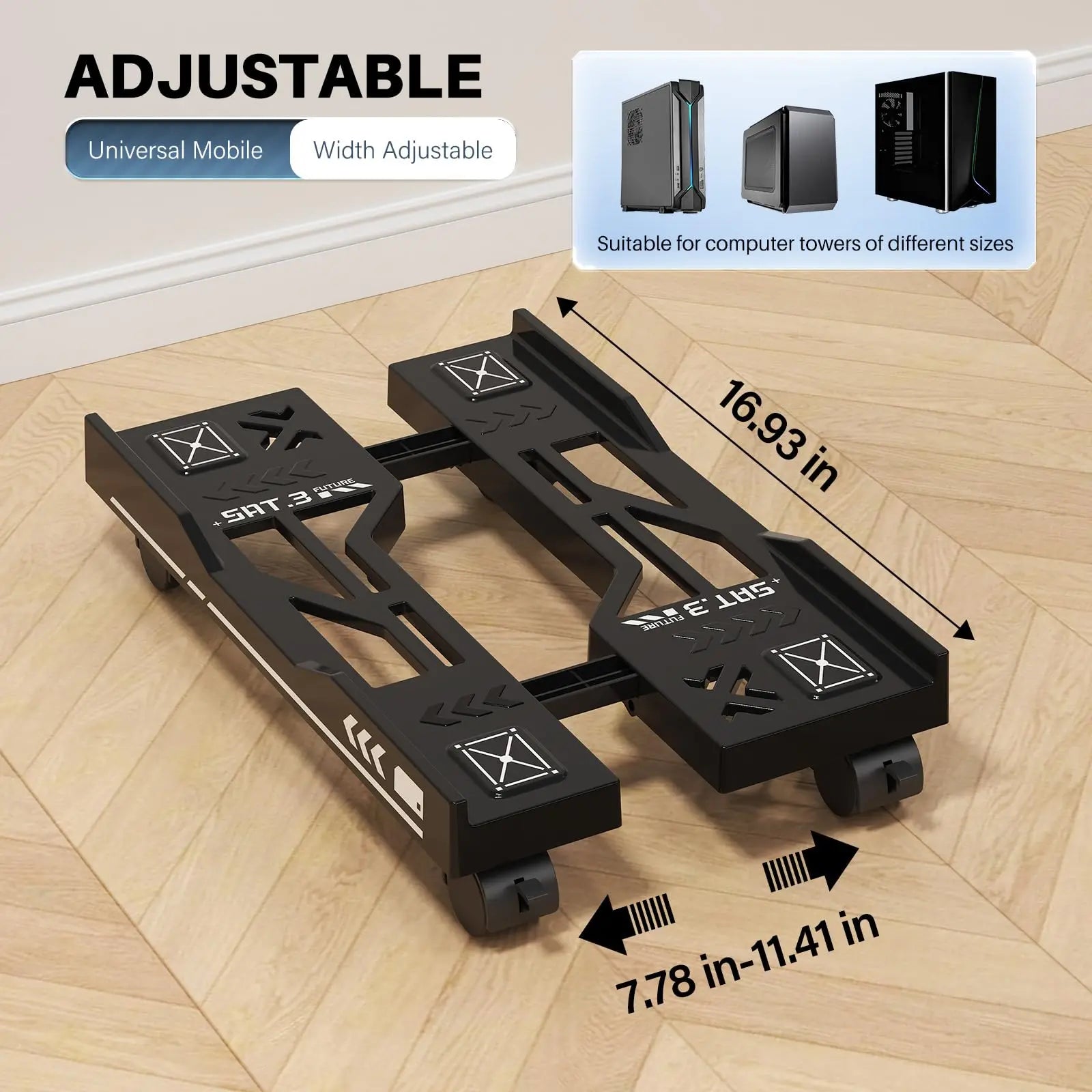 Trendbay Adjustable CPU Stand with Rolling Wheels