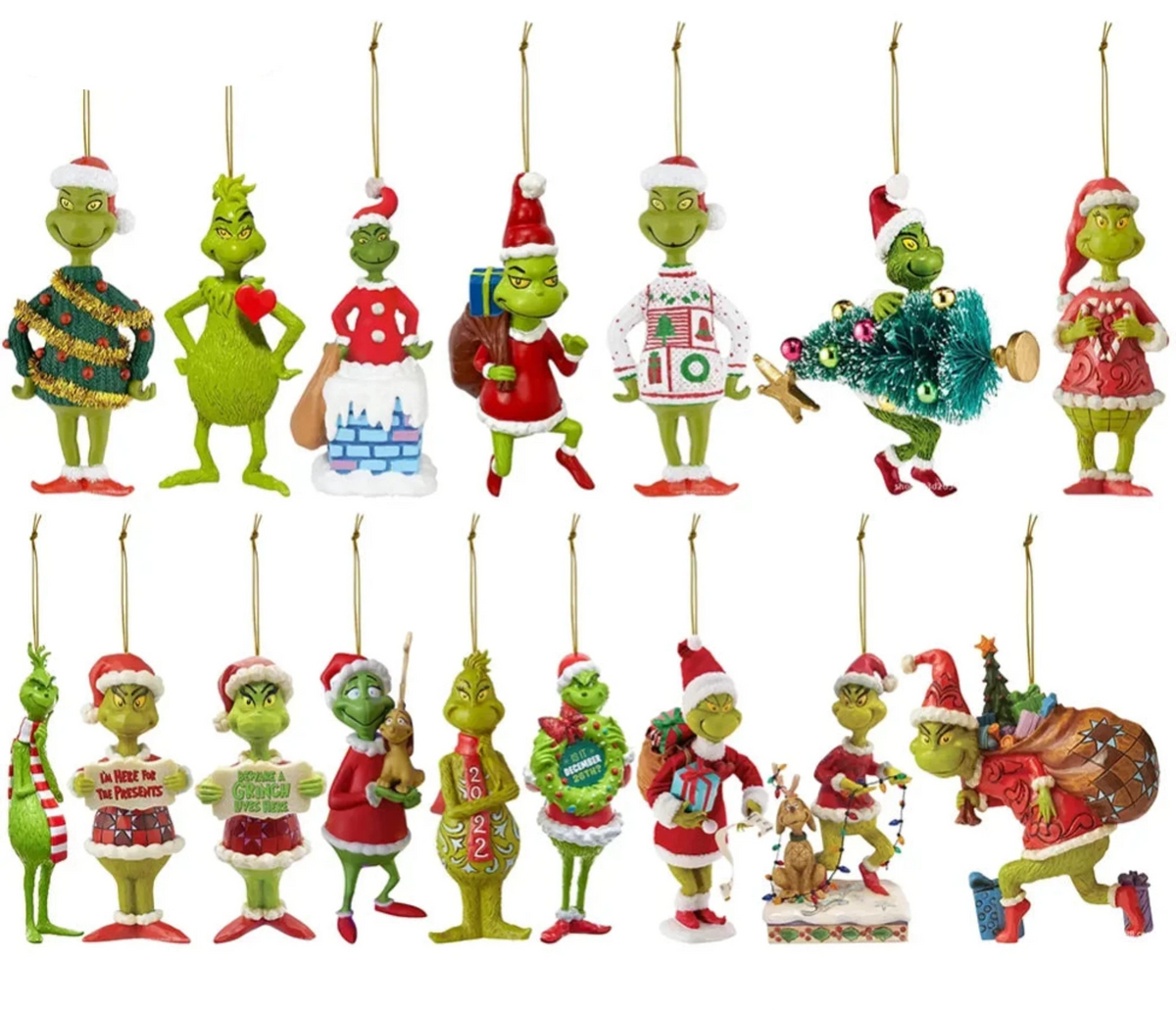 Trendbay 17Pcs 2D Green Monster Christmas Ornaments Flat Acrylic