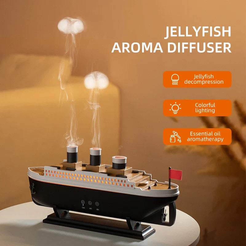 Trendbay Retro Ship Humidifier – Ultrasonic Aroma Diffuser with Remote Control