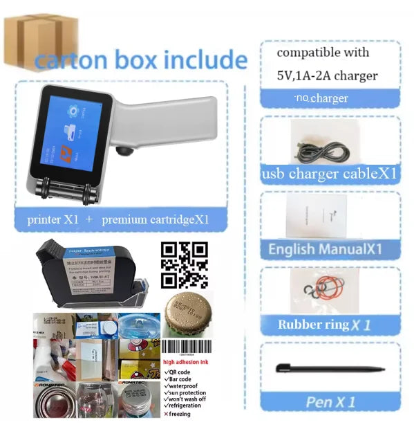 Trendbay X1760 TIJ Handheld Inkjet Printer 12.7MM