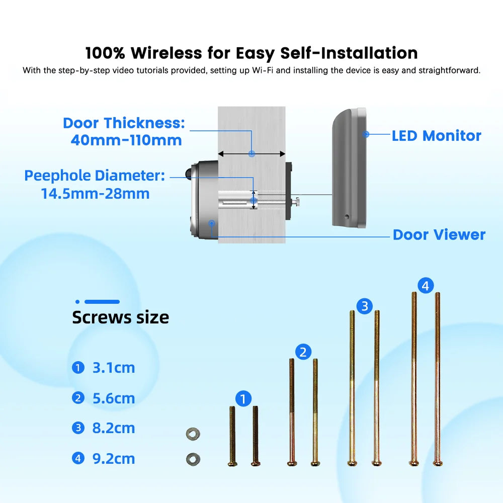 Trendbay Wide-Angle WiFi Digital Peephole Door Camera