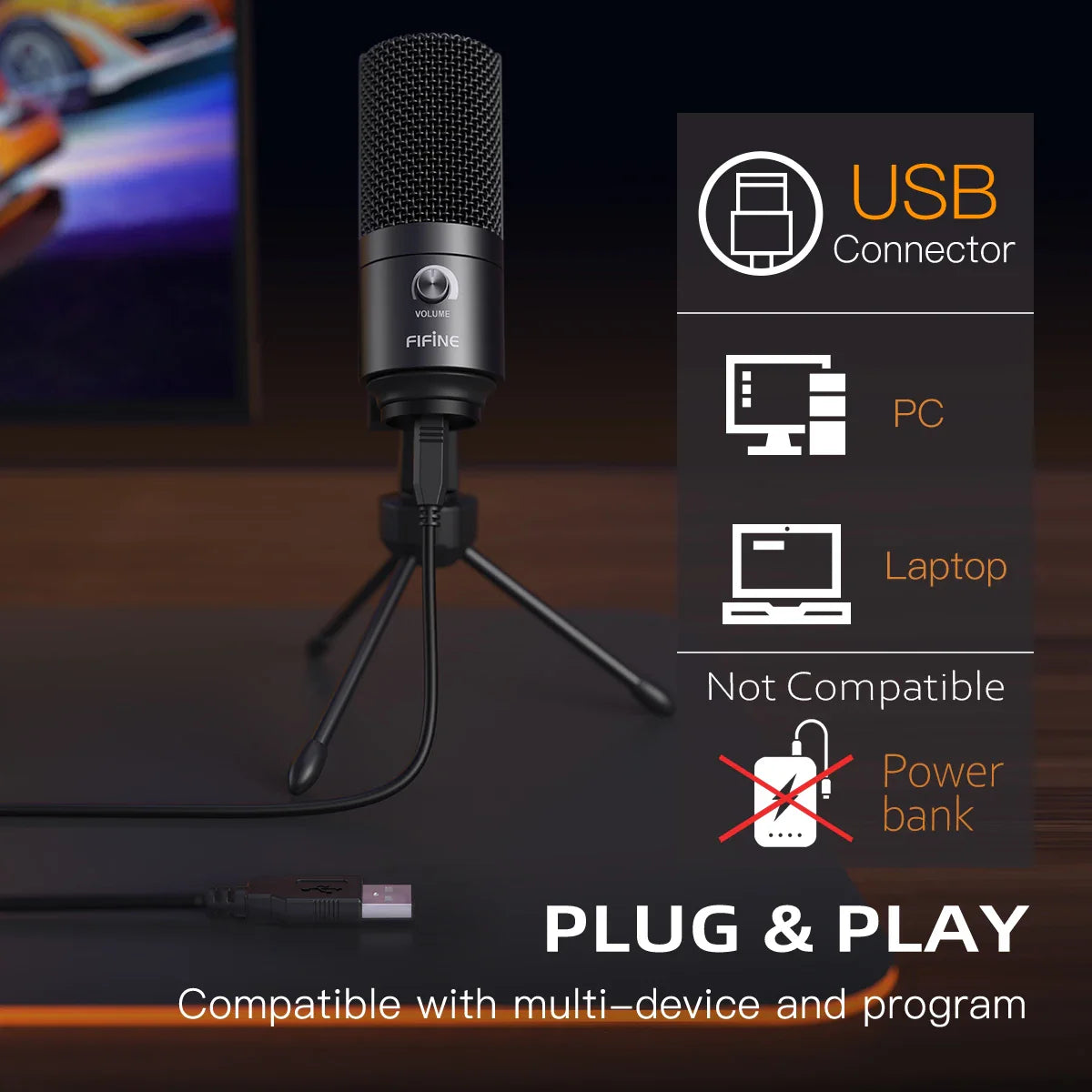 Trendbay USB Condenser Microphone with Gain Control Metal Recording Mic