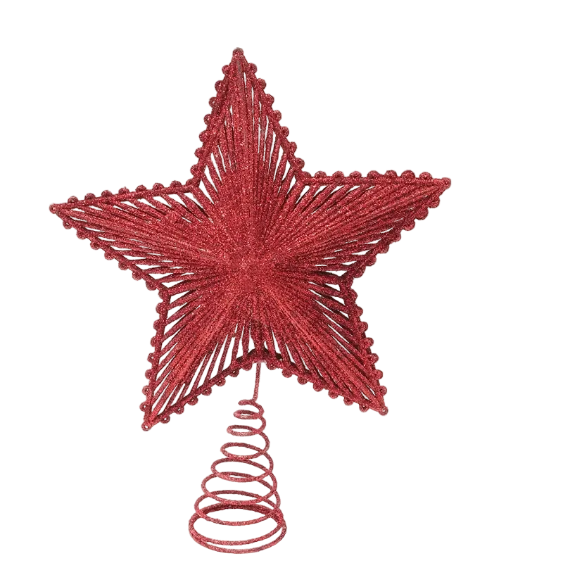 Trendbay 25CM Glitter Christmas Tree Topper Red Star