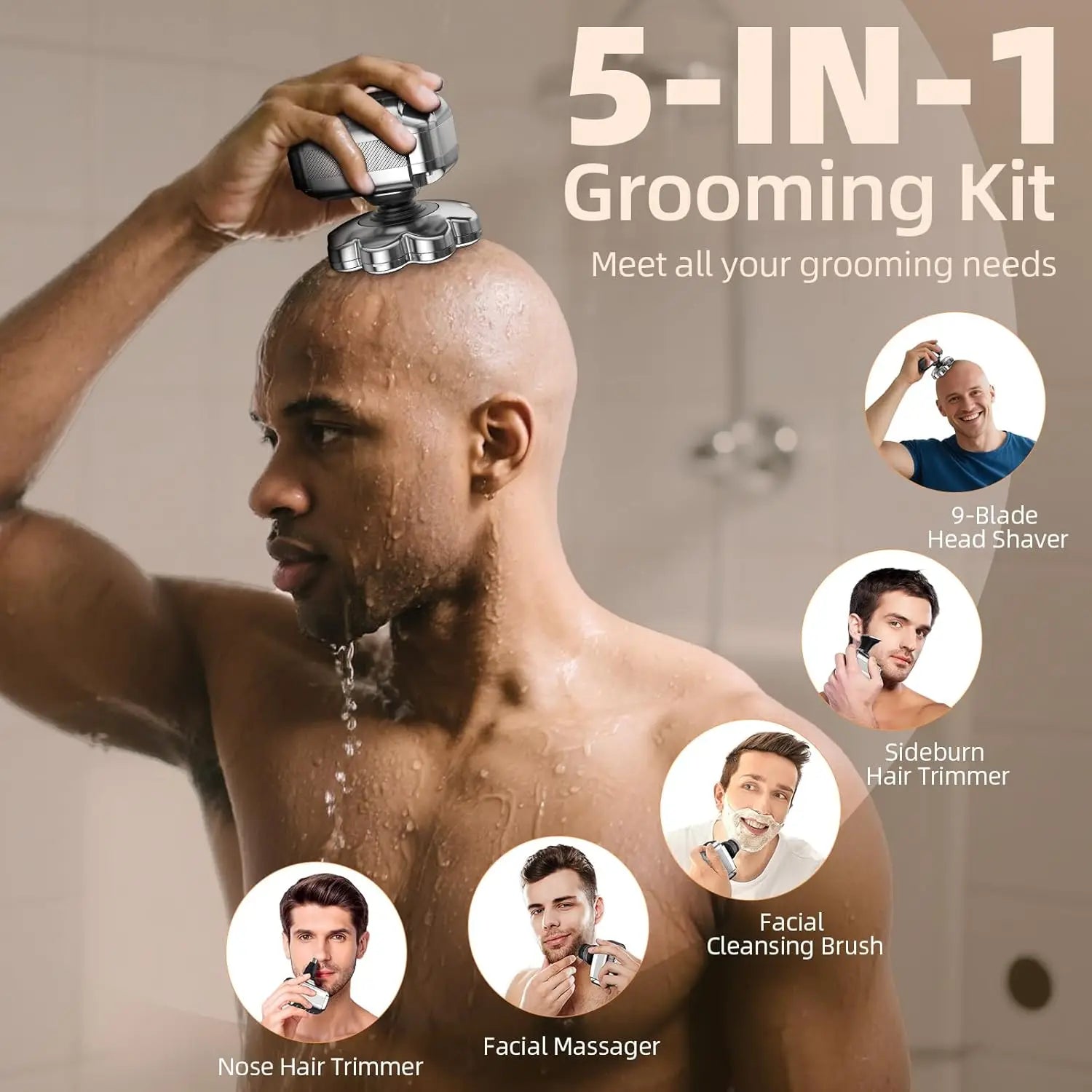 Trendbay 5-in-1 9D Bald Head Shaver for Men