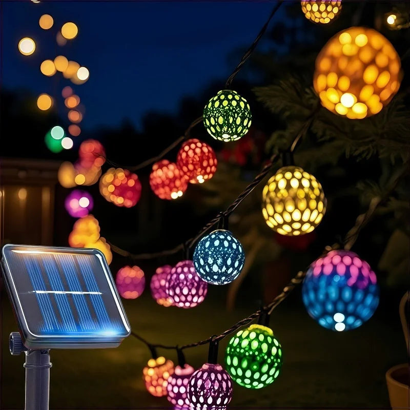 Trendbay 7.5M 50-LED Colorful Moroccan Ball Solar String Lights